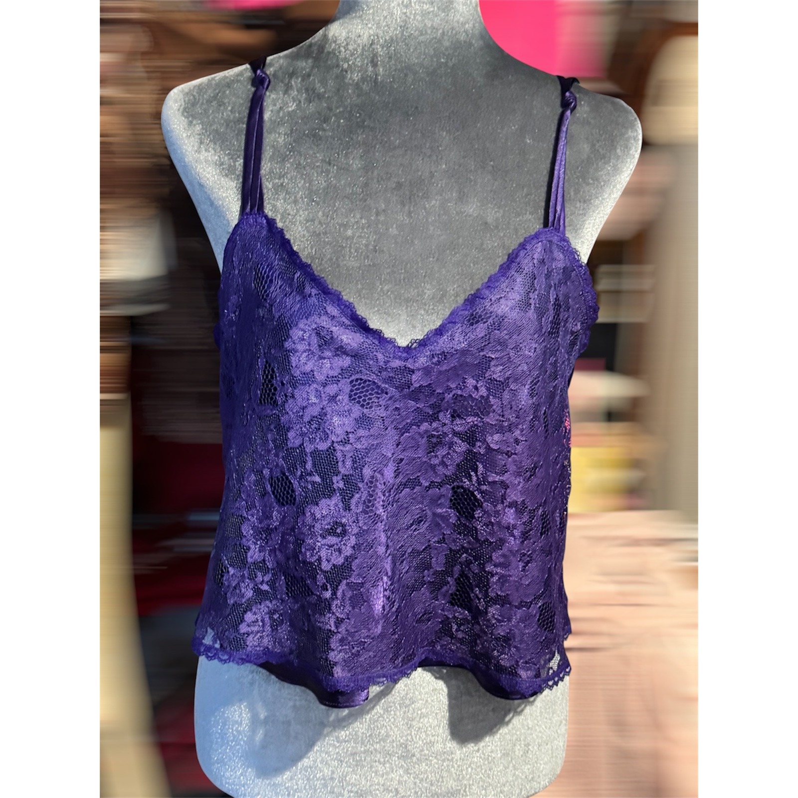 Vintage Gold Label Victoria's Secret Purple Lace Camisole Top
